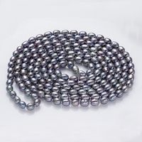 Collier de perles d'eau douce de riz naturel véritable de 47 pouces de long, bijoux de perles de culture d'eau douce