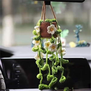 Ciondolo per <span class=keywords><strong>Auto</strong></span> con Fiori Artificiali <span class=keywords><strong>in</strong></span> Poliestere Lavorato a Mano, Ornamento Creativo per Specchietto Retrovisore - Product Image 3