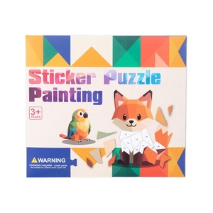 Libro di puzzle con adesivi 3D di forme geometriche per l'educazione precoce dei bambini, libro da colorare con animali e veicoli, giocattoli educativi in legno per lo sviluppo cognitivo dei bambini - Product Image 2