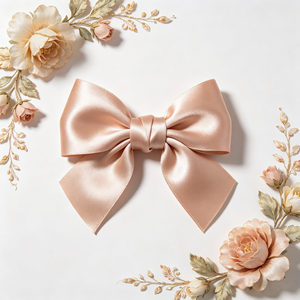 Lazo de Satén con Diseño Floral Vintage Beige, Venta al Por Mayor de Fábrica, Lazo Preformado de Tamaño Personalizado para Envolver Regalos y Decoración - Product Image 5