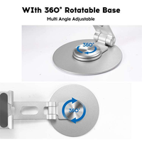 Support de téléphone portable pliable Great Roc A205, pivotant à 360° °   Réglable en hauteur en aluminium pour bureau et accessoires.