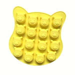 Moule à gâteau et bac à glaçons en silicone écologique, 16 cavités, motif tête d'ours de dessin animé, pour DIY à domicile, OEM/ODM - Product Image 3