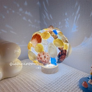 Lampe de chevet créative DIY en forme de coquillage rond pour chambre et bureau – Application domestique durable - Product Image 4