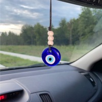 Cuentas de madera hechas a mano ojo turco coche encanto colgante vista trasera amuleto para la suerte y la protección Mati Nazar regalo