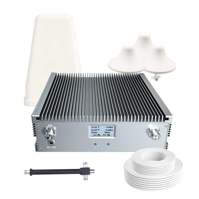 High-Gain 80dB EasyBoost 850/AWS1700MHz Dual-Band Cellular Amplifier Complete Set Delivers 3000㎡ Coverage for Signal Enhancement
