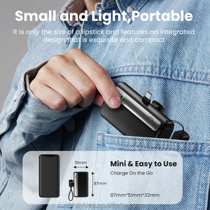Pocket Sized Design 10000mAh Power Bank Built in USB C Cable Compact <strong>Cordless</strong> Fast <strong>Charger</strong> for Travel and Outdoor - Product Image 2