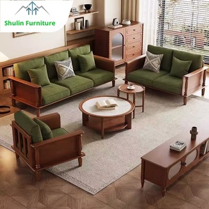 Ensemble de canapés en bois massif et éponge, style médiéval, design européen et américain, amovible et lavable, pour salon, petite salle de sport, entrepôt - Product Image 2