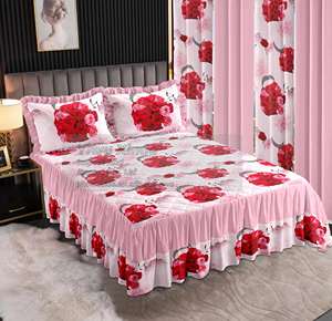 Juego de Ropa de <span class=keywords><strong>Cama</strong></span> LILIANNA de 7 Piezas con Cortinas - Estampado de Encaje Brillante, Cubrecama Acolchado y Falda de <span class=keywords><strong>Cama</strong></span> - Product Image 5