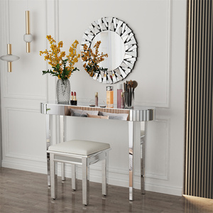 โต๊ะกระจกคอนโซลสำหรับห้องนั่งเล่นโต๊ะโซฟาโต๊ะกระจกสีเงินดูสวยงาม - Product Image 4