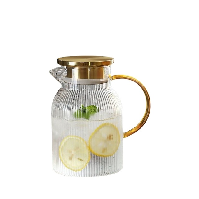 Wholesale New Modern Borosilicate Glass Pitcher Heat-Resisting Eco-Friendly Food Grade Cool Water Jug for Crafts Hot Sale Love
