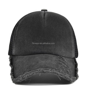 Paquete de 5 Gorras Trucker de Algodón Lavado con Efecto Desgastado, Unisex, Ajustables, con Malla y Diseño Roto, Logotipo Personalizado - Product Image 4