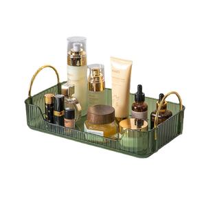 Mesa de lavado nórdica de lujo con luz Qing doble, estante de almacenamiento, caja de capas de cosméticos para encimera - Product Image 1
