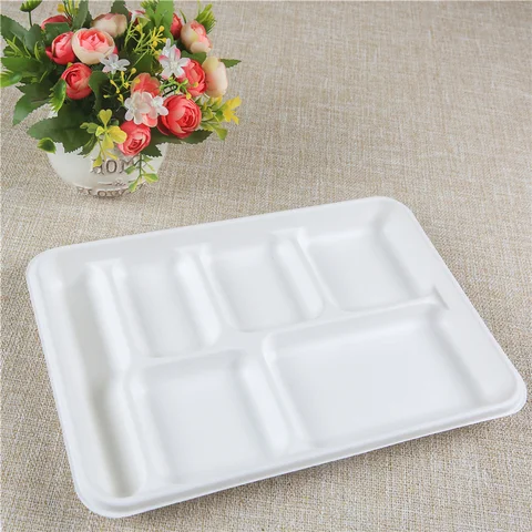 Take Out Containers Fiber Bagasse 6 HL Bagasse Blend Hinged Large Container