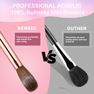 Pinceau à ongles en acrylique Kolinsky de haute qualité, manche métallique, vente directe usine Kemeisi, faible MOQ, offre spéciale Noël, pour ongles roses - Product Image 5