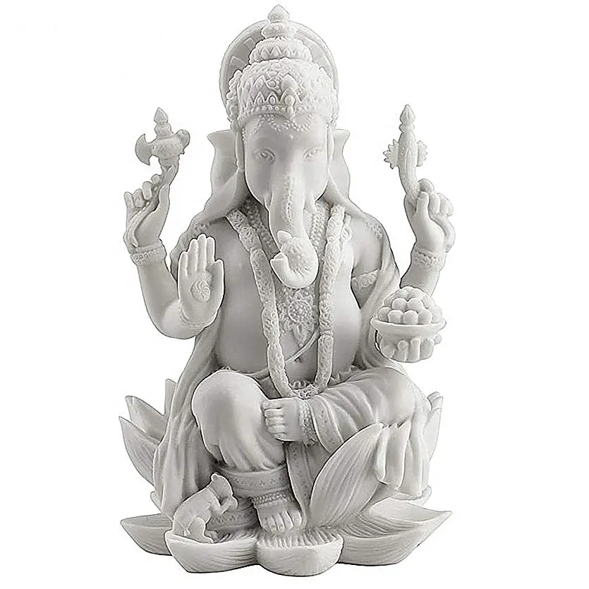 ホワイトガネーシャ美しい彫像ヒンドゥー教の幸運神風水仏彫刻ディワリギフト装飾宗教アイテム装飾