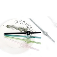 Paille en verre créative résistante à la chaleur, paille artistique en verre borosilicate coloré, paille droite ou courbée pour jus et lait