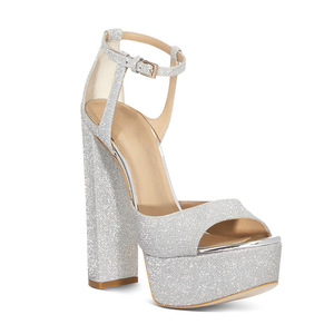 <span class=keywords><strong>Sandali</strong></span> <span class=keywords><strong>da</strong></span> Donna con Plateau e Tacco Grosso Scintillanti, Cinturino alla Caviglia Regolabile, Calzature Formali per Serate di Gala e Club, OEM ODM Vendita all'Ingrosso - Product Image 2