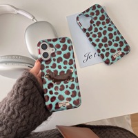 IVANHOE marron bleu imprimé léopard mignon chien saucisse 3D adapté pour iPhone 16 15 14 13 12 Pro Max coque de téléphone couverture arrière