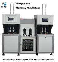 Machine de soufflage PET semi-automatique 3L à 2 cavités, 1 chauffage, 2 unités de soufflage, chauffage infrarouge, machine à eau pour PET