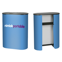 Comptoir d'exposition portable pliable en aluminium et polyester, imprimé sur mesure, pour salon professionnel et promotion