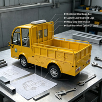 Dos Camiones Eléctricos con Paneles Laterales Extraíbles, Ideales para el Transporte de Materiales en Campus y Lugares Turísticos