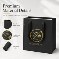 Sac de luxe personnalisé en papier noir de qualité supérieure - Carton noir mat avec détails dorés, poignée tressée durable, recyclable et réutilisable pour bougies