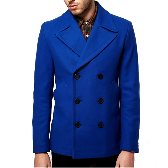 China manufacturer High quality blue wool blend suit design cashmere winter coat men