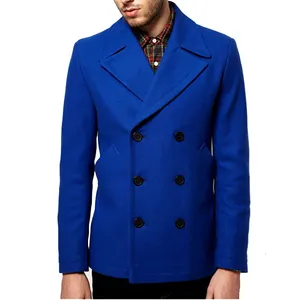 China manufacturer High quality blue wool blend suit design cashmere winter coat men