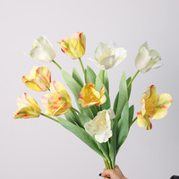 Bunga Tulip Parrot Buatan Lateks Sentuhan Nyata Berkualitas Tinggi, Bunga Tulip Monet Terbaru untuk Rumah, Hari Valentine, Paskah
