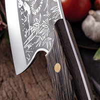 Couteaux de cuisine forgés à la main de 8 pouces en acier à haute teneur en carbone Couteau de cuisine viking Couteau serbe avec manche en bois de wengé