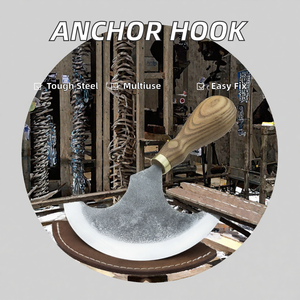 Cuchillo de media luna de acero al carbono forjado a mano, herramienta para fijar cuerdas con funda de cuero - Product Image 2