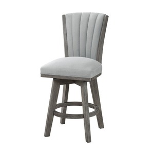 Juego de 2 Sillas de Barra Giratorias Convertibles, Tapizadas en Terciopelo Gris con Diseño de Canales, para Uso en Hoteles y Apartamentos - Product Image 4