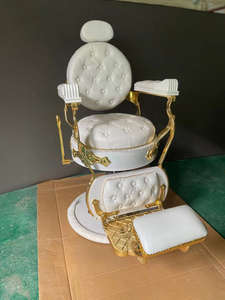 Ensemble de salon Chaise de barbier pour homme Lit à shampoing Gold Vintage Style - Product Image 2