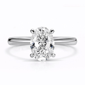 Bague de fiançailles solitaire en or jaune 14 carats, diamant synthétique CVD cultivé en laboratoire, taille ovale vintage, 1 carat, F VVS1, cadeau pour fête ou mariage - Product Image 1