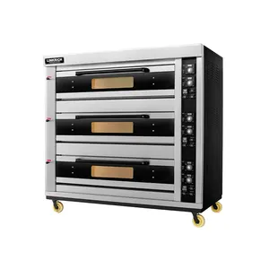 Oven panggang dek listrik dapur komersial baja tahan karat, Pizza Gas & roti panggang konveksi untuk roti 220V