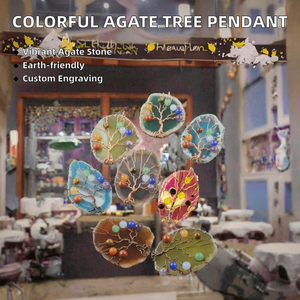 Colgante de Resina Reign de 45~60 mm, Cristal Grande y Colorido, Ecológico, con Tema de Amor, Tallado y Grabado DIY, Árbol de la Vida, con Envoltura de Seda - Product Image 2