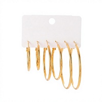 Ensemble de boucles d'oreilles créoles en acier inoxydable plaqué or, motifs variés (cercle, cœur, étoile, fleur), bijoux de mode pour femmes