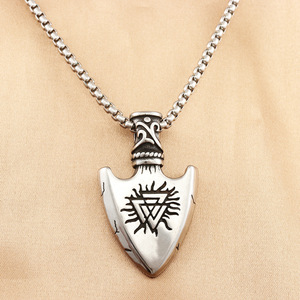 yunnique Viking Shield Pendant Stainless Steel Unisex Necklace Geometric Design Punk Retro Style 280759 - Product Image 1