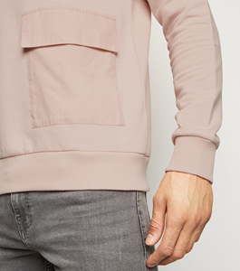 Wholesale Hot Sale Custom Pocket Front Crewneck New Design <strong>Men's</strong> <strong>Pink</strong> <strong>Sweatshirt</strong> - Product Image 5