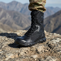 Bottes Tactiques pour Hommes Anti-Sable Anti-Humidité Résistantes aux Chocs, Confortables, Durables, Foncé, à Lacets, Imperméables, Anti-Dérapantes