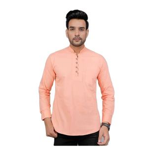 Moda hombre algodón corto Kurta cómodo alta calidad diseño tradicional para fiesta precio al por mayor base regular colectiva - Product Image 1