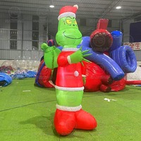 Décoration de fête de Noël gonflable personnalisée en gros, Grinch, avec ventilateur et lumières LED