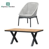Ensemble table et chaises de jardin Express Garden en alliage d'aluminium moderne - résistant aux UV, durable, en rotin PE, pour cour et salon