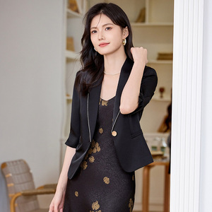Women's Blazer Three Quarter Sleeve Solid Color Anti Wrinkle Spring Summer 2025 New Arrival Elegant Office Wear - Product Image 2