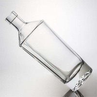 Botella de Whisky de Vidrio Poligonal de 750 ml, Botella de Tequila Facetada con Base de Montaña, Recipiente para Ginebra con Fondo Grueso