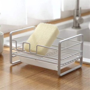 Stainless Steel Standing Type Double Tier Modern Kitchen Sponge Drain <b>Rack</b> for Household Sink Countertop Towel Storage - Product Image 1