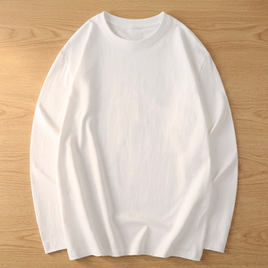 Vente en gros usine – T-shirts à manches longues en laine peignée 180g, écologiques et respirants, style décontracté, coupe ample, 100% coton, pour hommes, OEM/ODM - Product Image 2