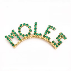 Broche personnalisable MOLES en cristal vert <span class=keywords><strong>Swarovski</strong></span> en forme d'arche, broche MOLES ornée de cristaux ovales - Product Image 2