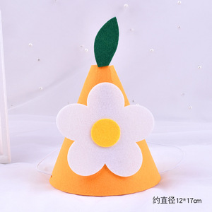 Cappello da festa in feltro di poliestere con piccoli fiori a margherita ispirati al design coreano, decorazione festiva per compleanno di bambini, accessori fotografici per il primo compleanno - Product Image 2