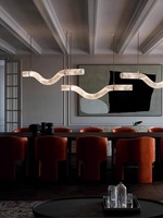 Pendentif LED cylindrique moderne et minimaliste en marbre naturel, design créatif de luxe léger, bande en cuivre couleur naturelle